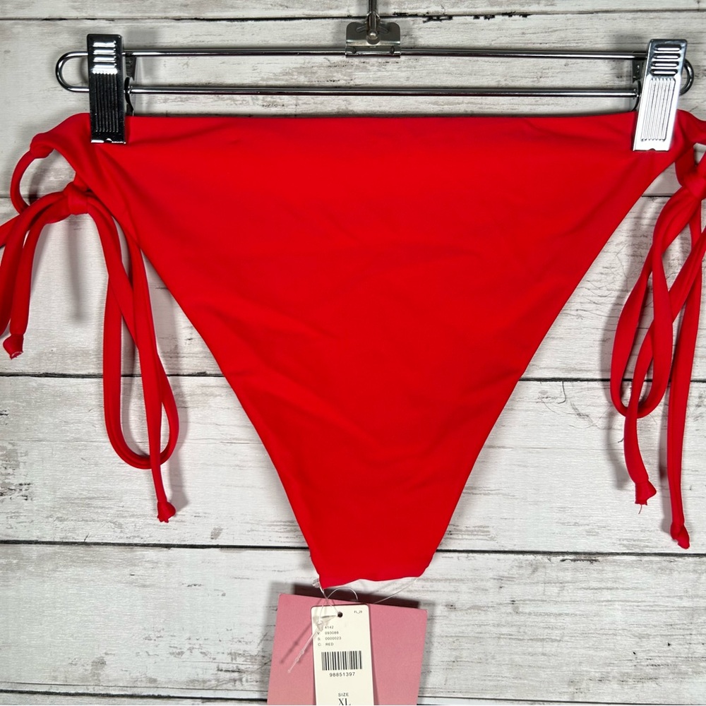 Anthropologie Oceanus Hand Beaded Seashell Bikini Bottoms Red XL NWT $150 - Picture 7 of 10